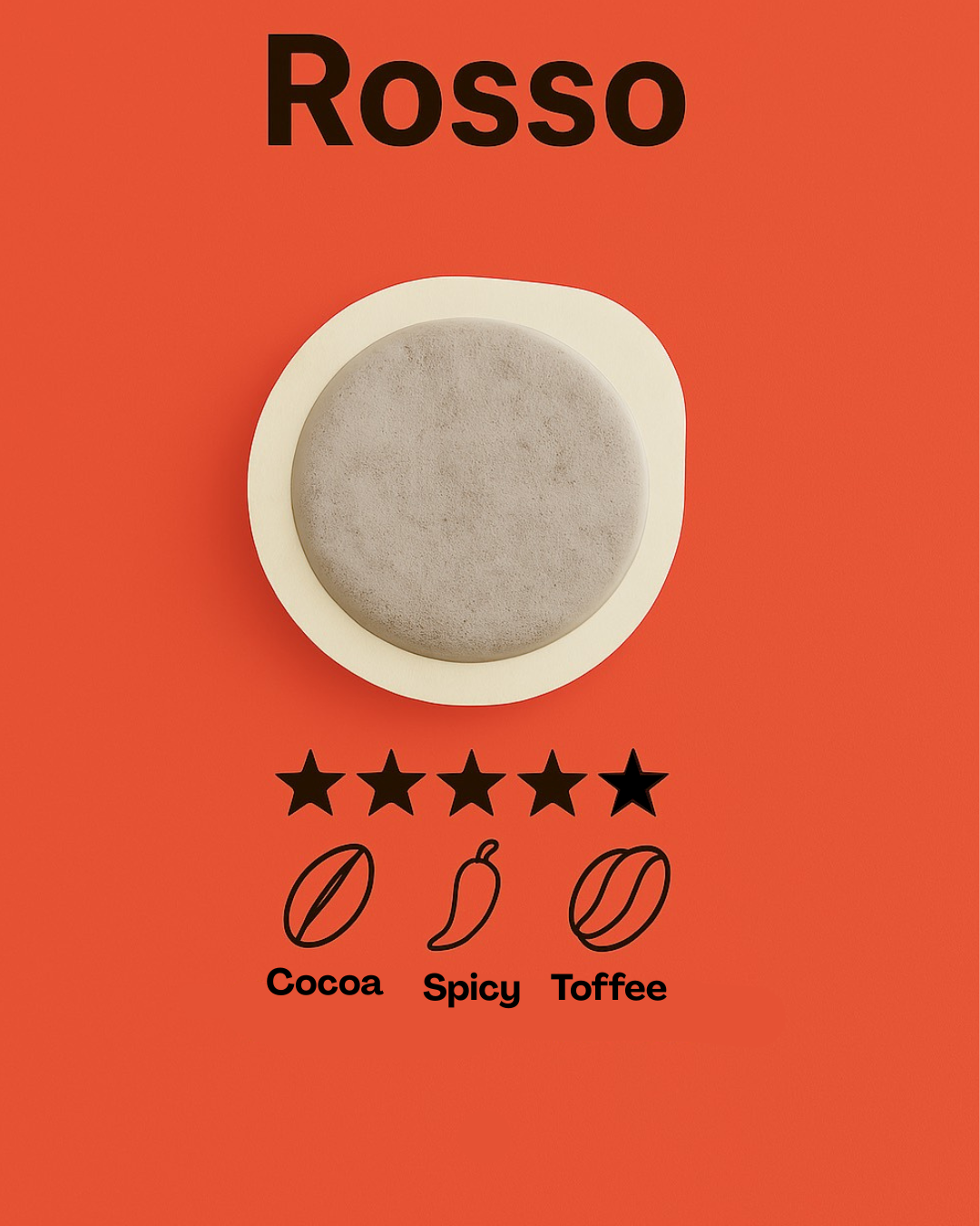 Coffee Pod Rosso (Naked Pods - 25 QTY Packs, not Individually Wrapped)