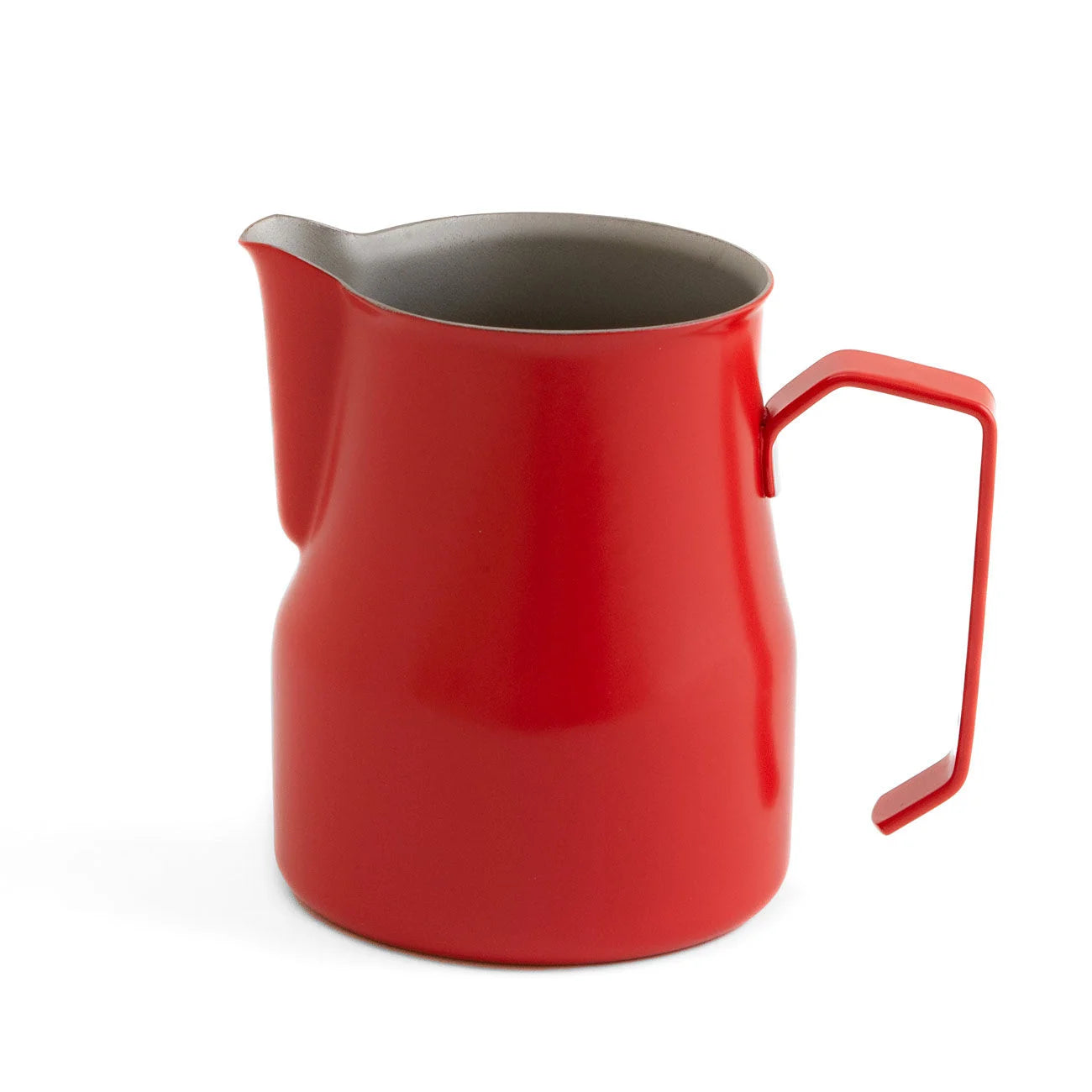 Red milk jug with spout and arched handle