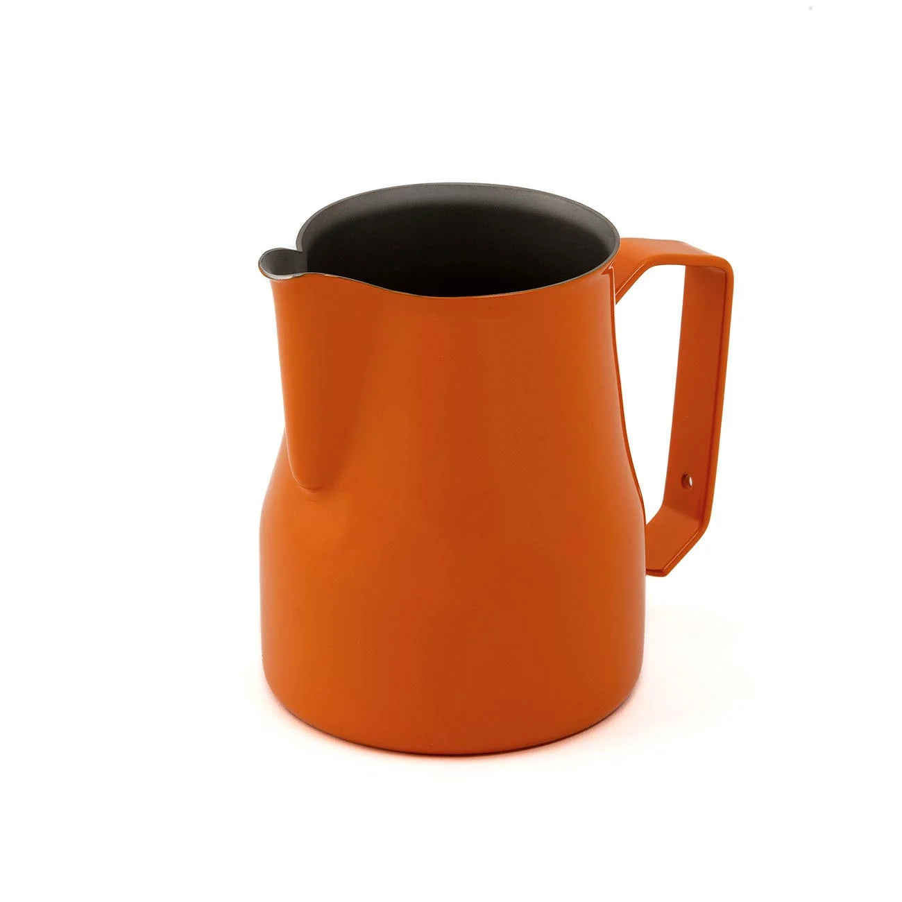 Orange milk jug with spout and arched handle