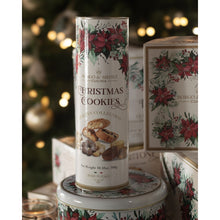 Borgo de Medici Christmas cookies tube, white with poinsettias and cookie photo