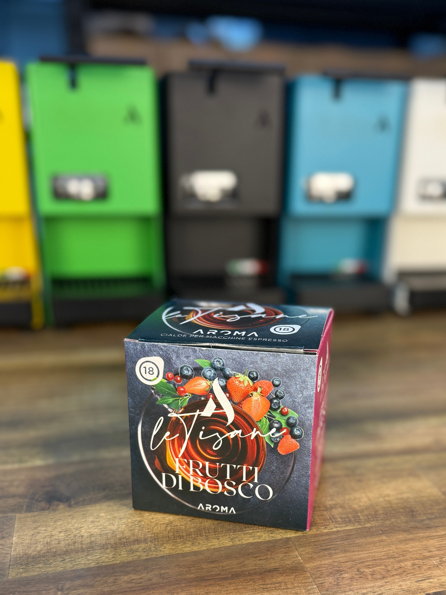 Fruits of the Forest herbal tea pod box with berry fruit illustration