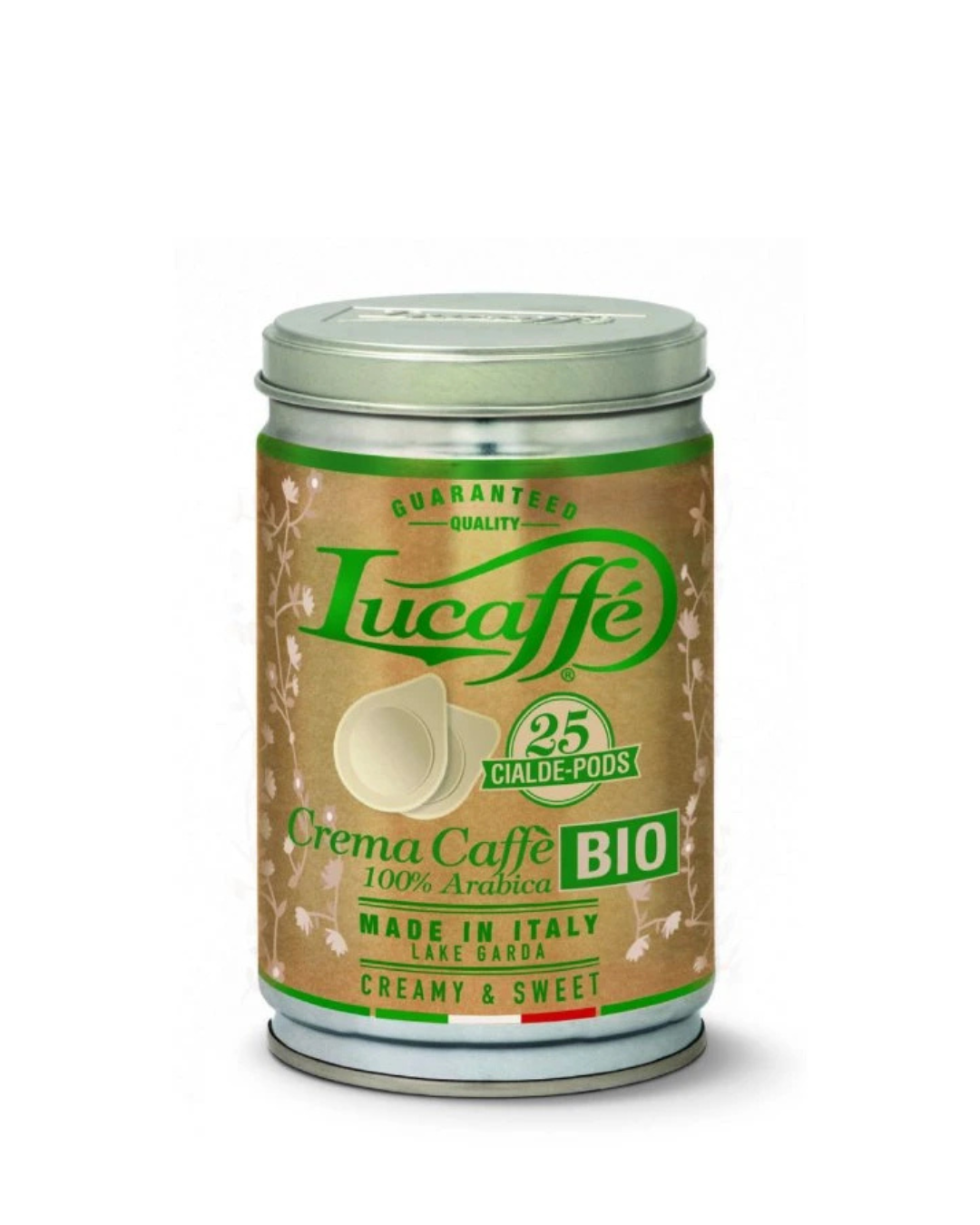 Lucaffé Crema Cafe BIO coffee pod tin, 25 pods