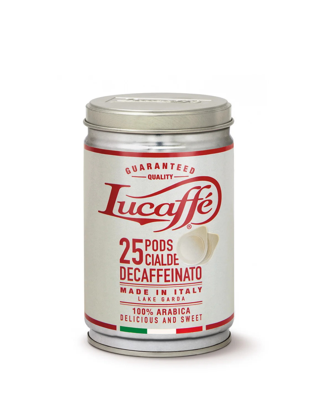 Lucaffé Decaffeinato 25-count 100% Arabica ESE coffee pods tin can