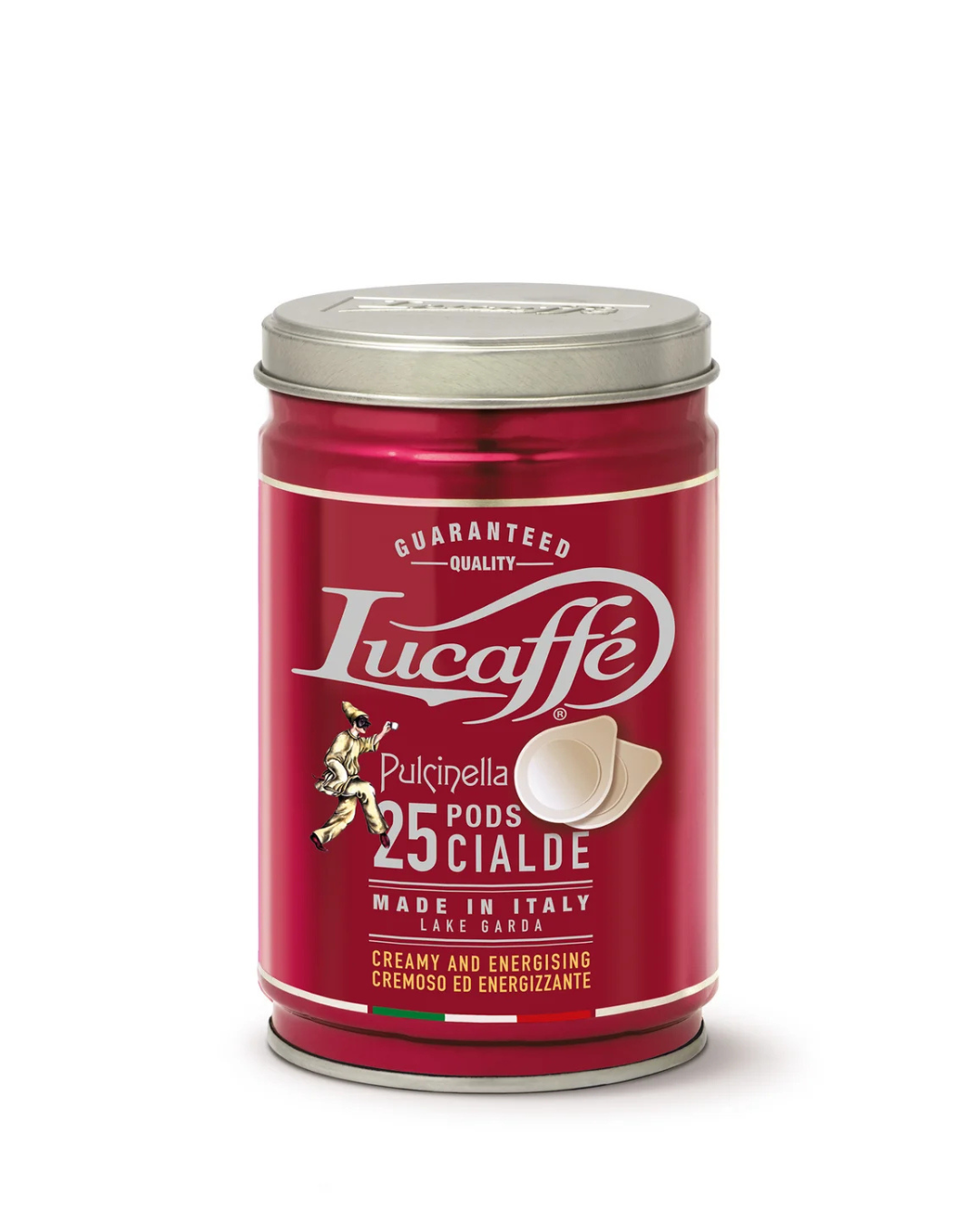 Lucaffé Pulcinella ESE pods tin, 25-count red canister