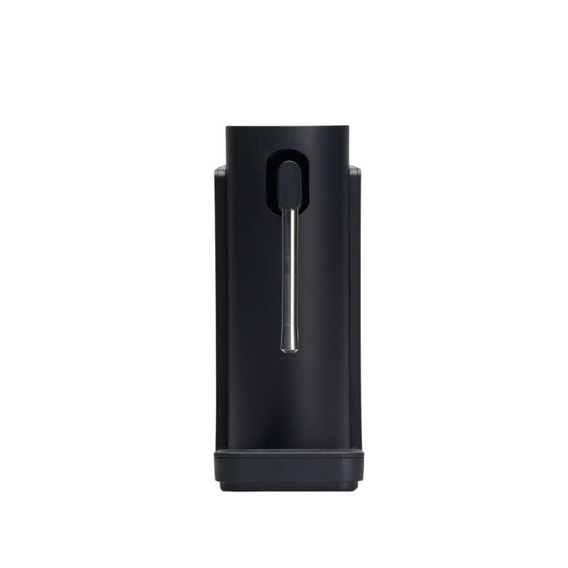 Black smart milk steamer with vertical stainless-steel steam wand