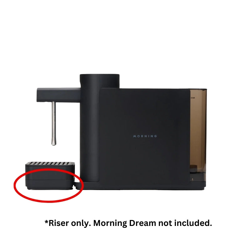 Black handsfree riser base piece with low profile platform and side supports