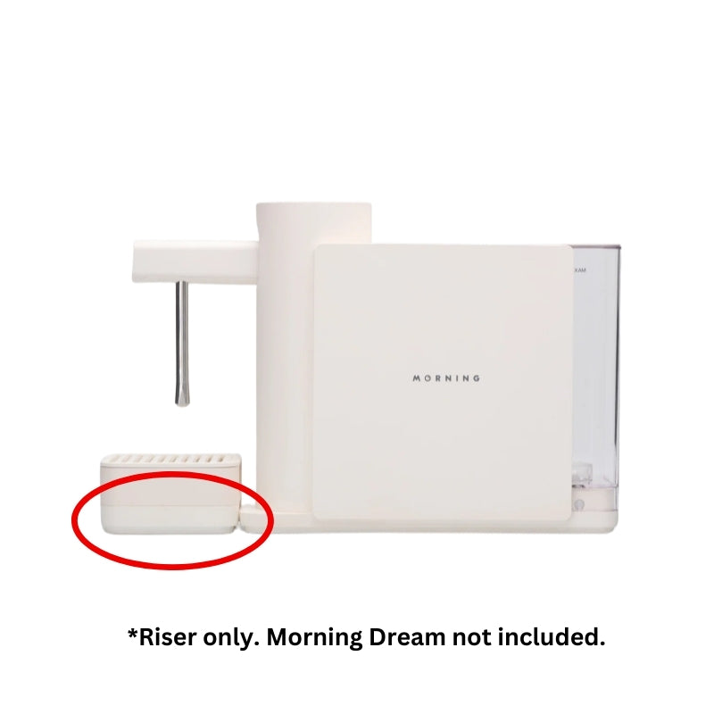 White handsfree riser base piece with low profile platform and side supports