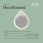 Decaffeinated Italian roast coffee pod, naked unwrapped filter disc