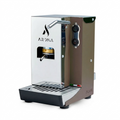 White coffee pod machine with taupe side panel and chrome steam handle