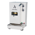 White ESE coffee machine with stand, front controls and portafilter spout