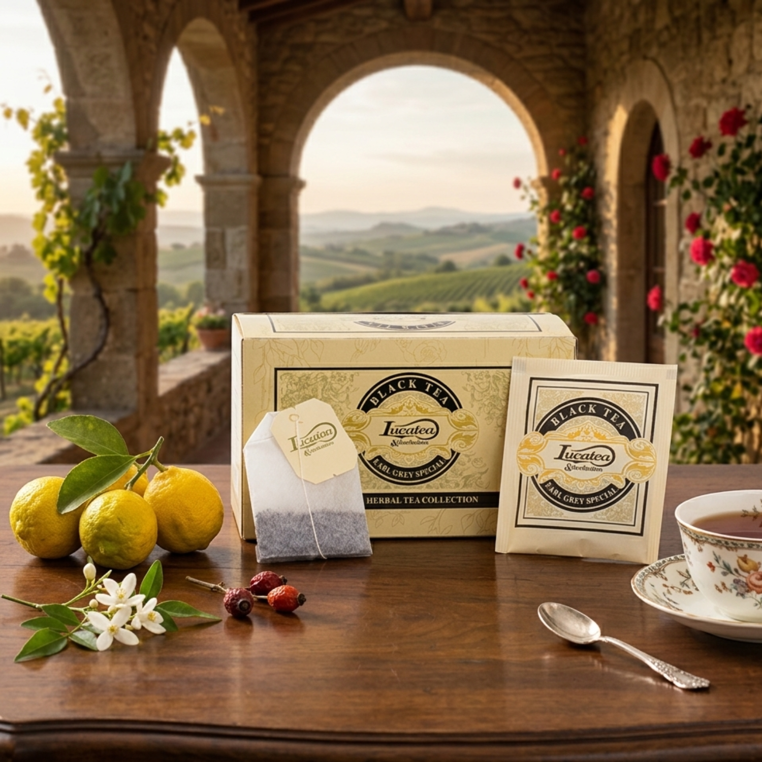 Lucaffé LucaTea Earl Grey black tea bag box with tea sachet