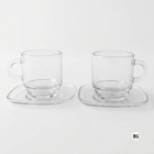 Stacking Glass Espresso Cup with Saucer 90ml (Set of 2)