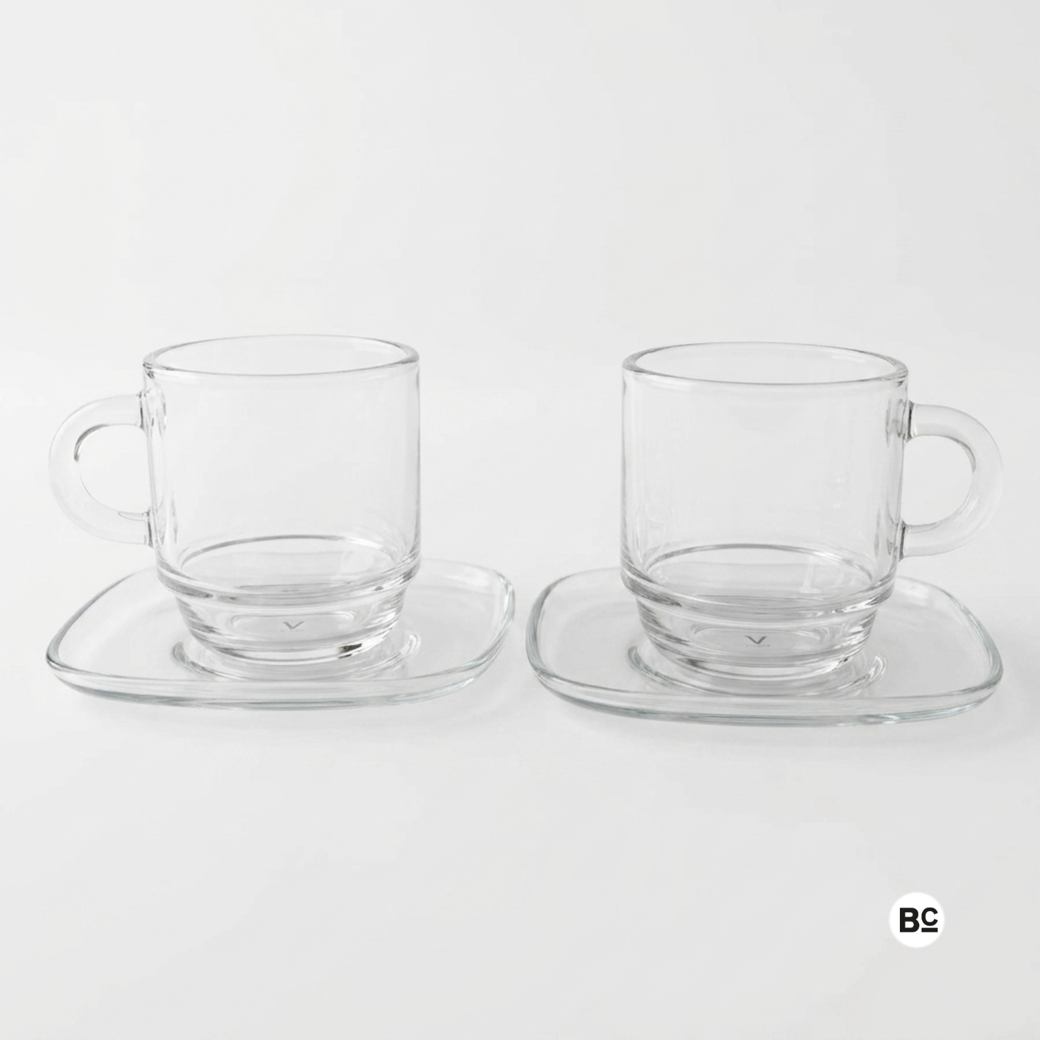 Stacking Glass Espresso Cup with Saucer 90ml (Set of 2)