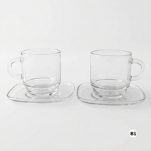 Stacking Glass Espresso Cup with Saucer 90ml (Set of 2)