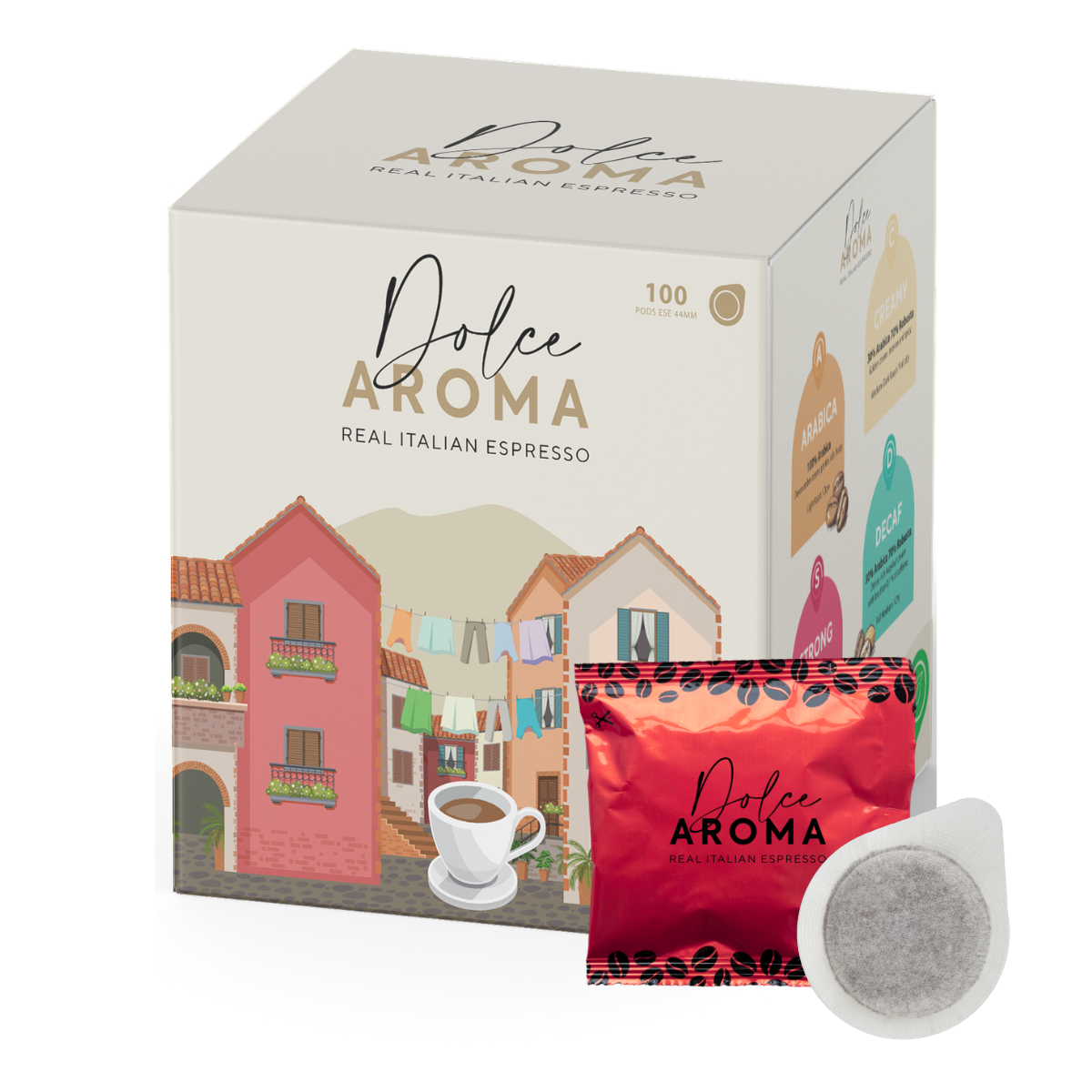 Dolce Aroma Coffee Strong Lungo (100 ESE Pods)