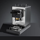 Aroma Iconica ESE coffee pod machine, black body with open drip tray and brewing head