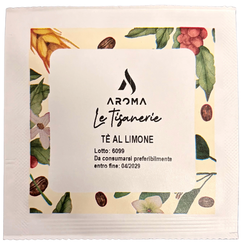 Aroma Le Tisanerie lemon herbal tea ESE pod wrapper with floral print