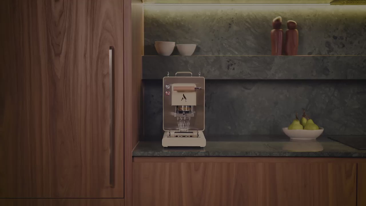 Brand video showcasing bottega coffee machines and cofee being brewed 
